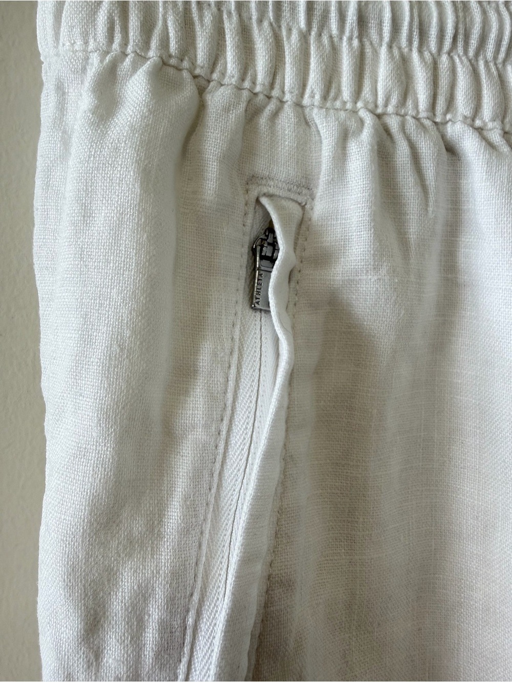 Athleta Retreat White 100% Linen Drawstring Joggers - Picture 6 of 13